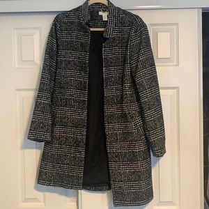 Black and White houndstooth pea coat